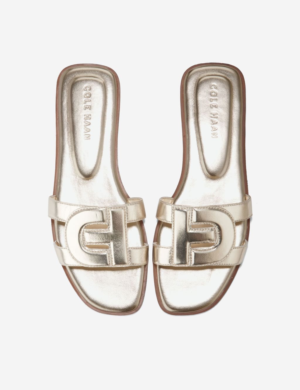 Chrisee Metallic Leather Flat Sliders 3 of 6