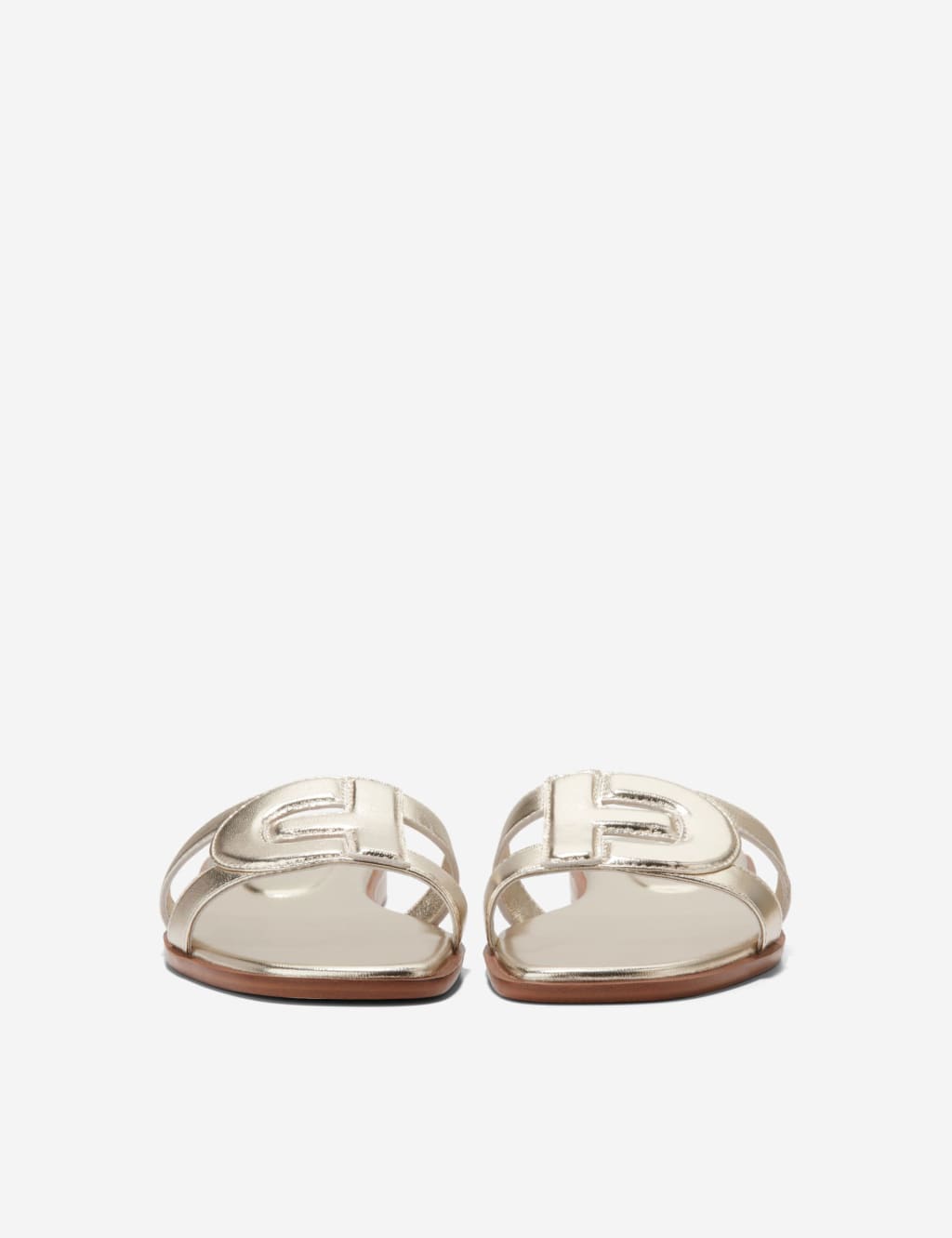 Chrisee Metallic Leather Flat Sliders 4 of 6