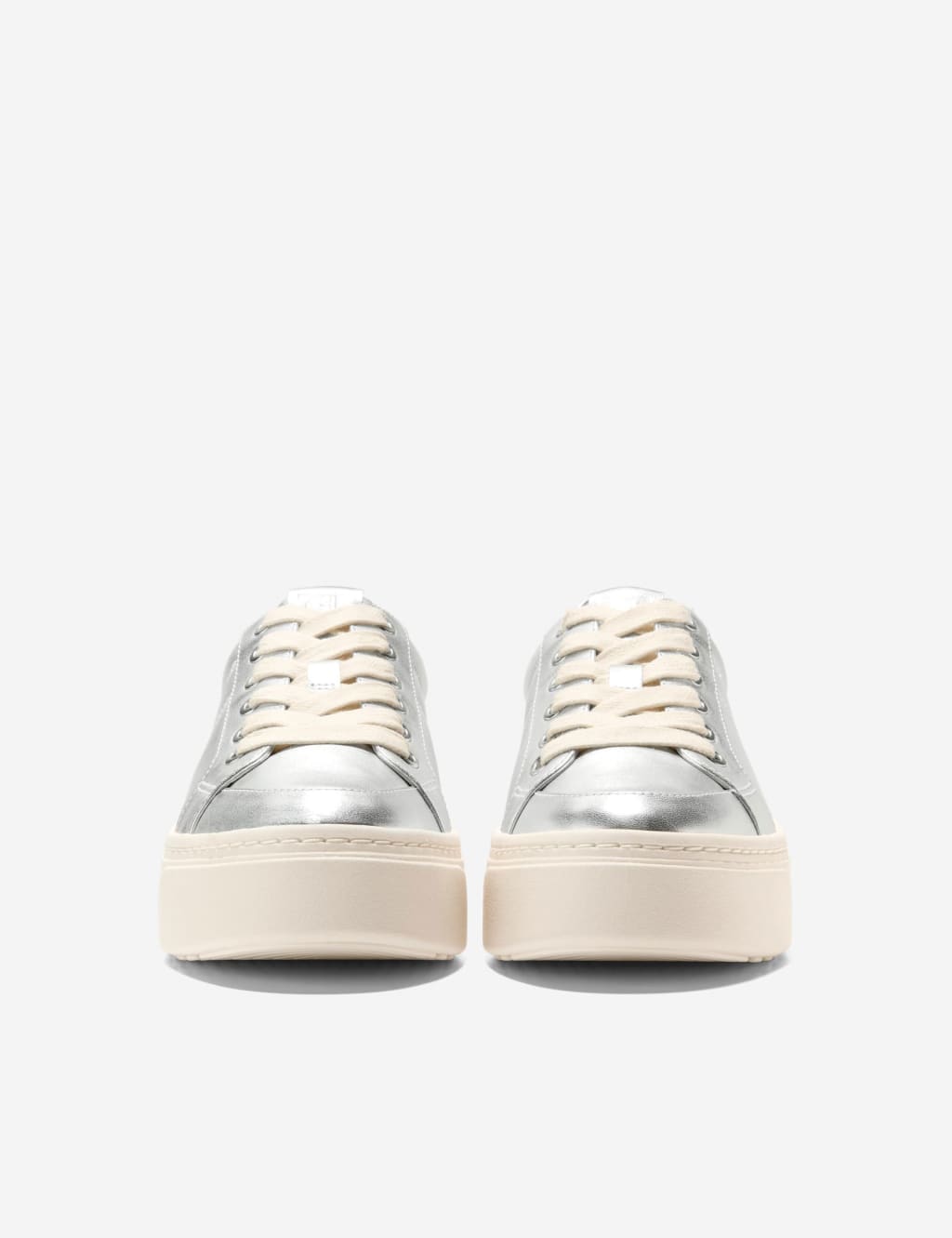 Leather Lace Up Metallic Platform Trainers 2 of 6