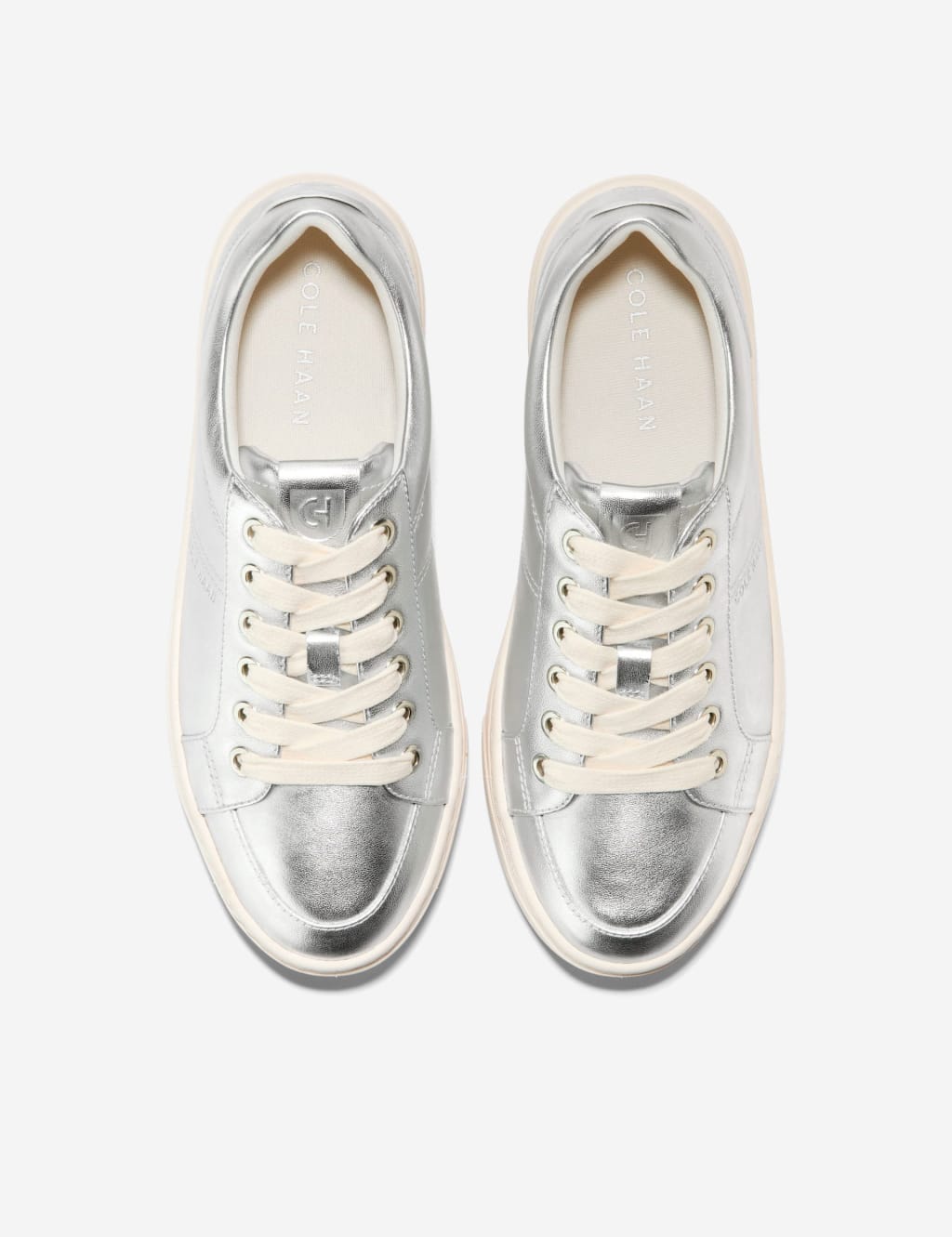 Leather Lace Up Metallic Platform Trainers 5 of 6