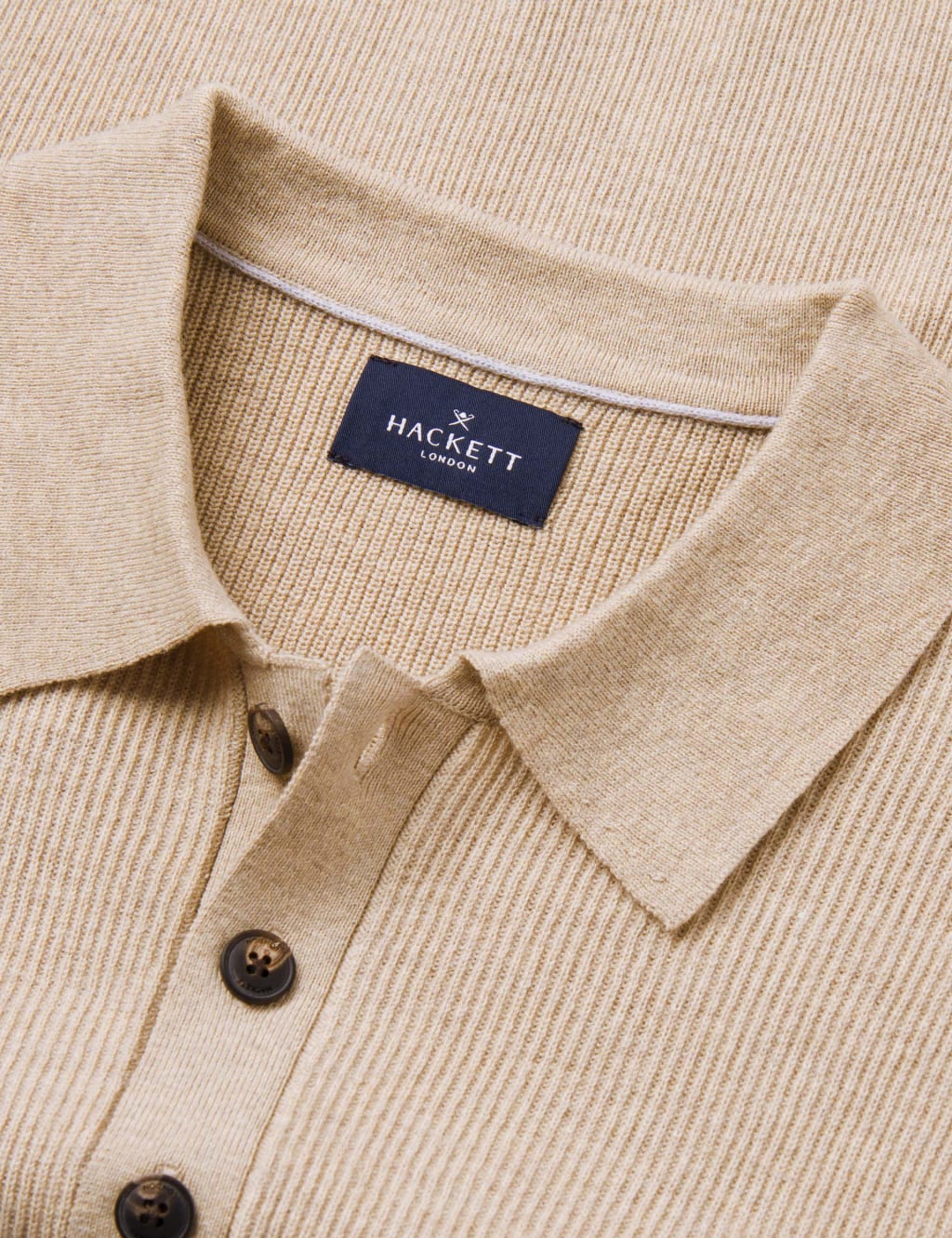 Wool Rich Ribbed Knitted Polo Shirt 3 of 7