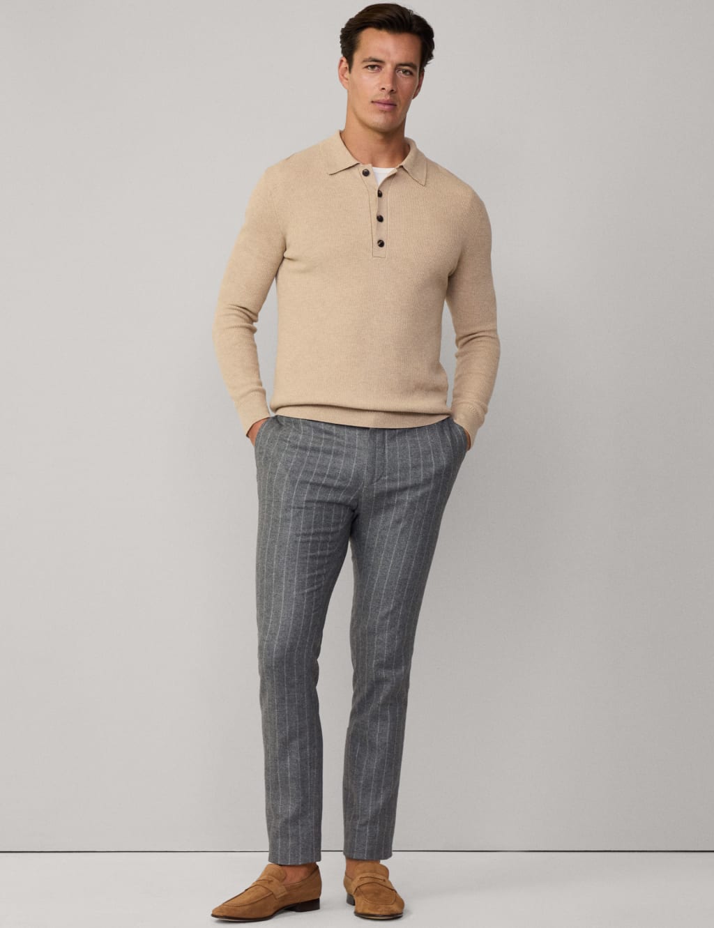 Wool Rich Ribbed Knitted Polo Shirt 4 of 7