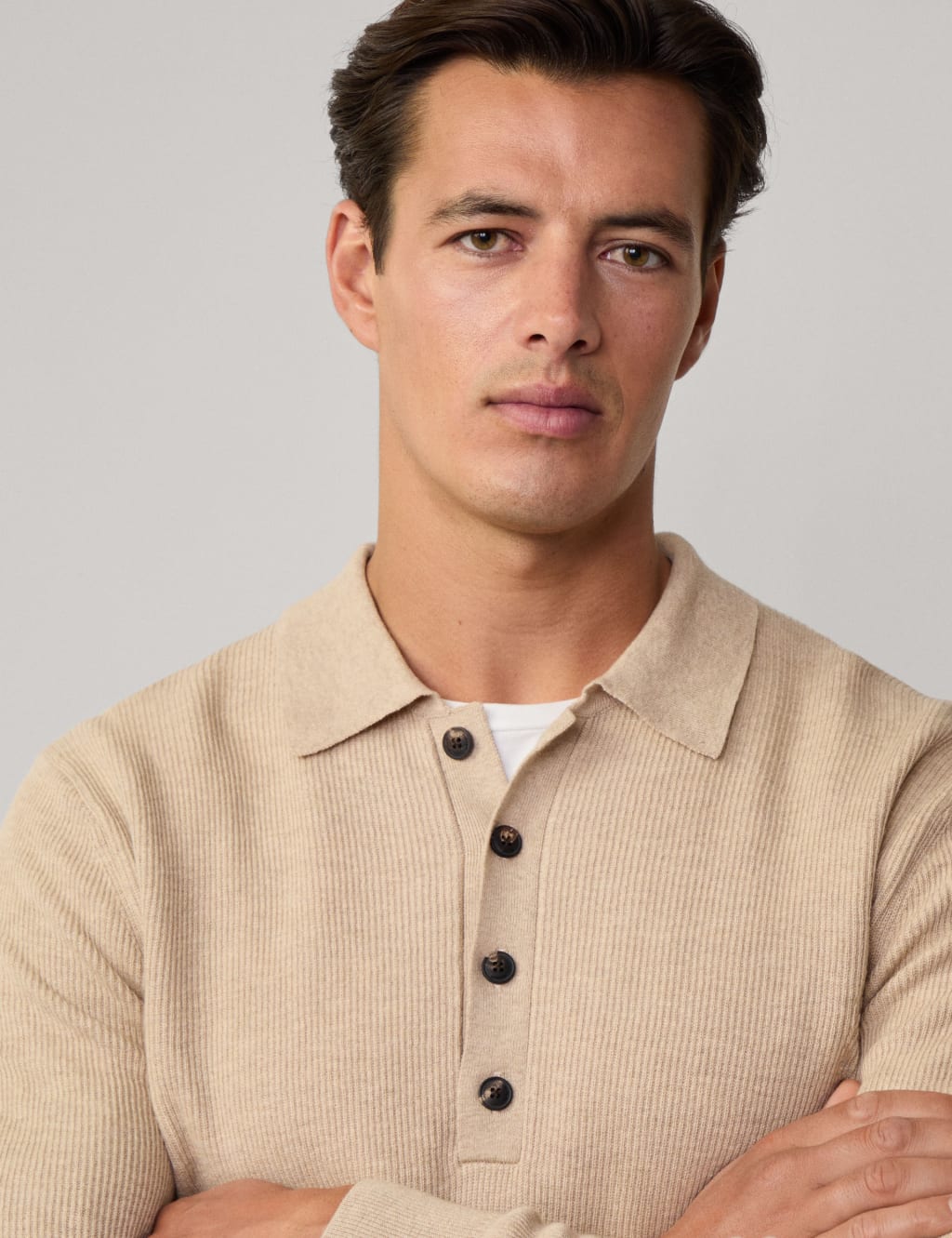 Wool Rich Ribbed Knitted Polo Shirt 5 of 7