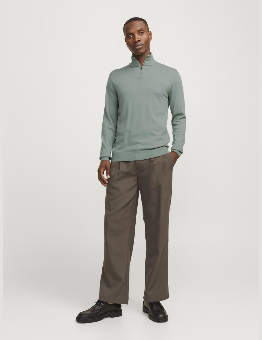 Cotton Rich Funnel Neck Half Zip Jumper 4 of 9