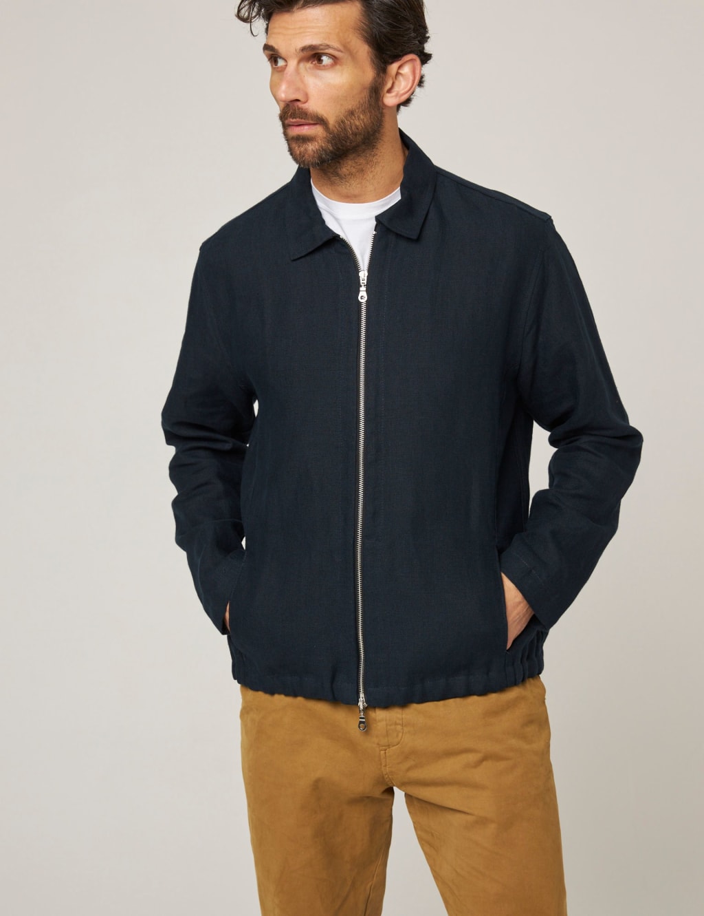 Pure Linen Bomber Jacket 1 of 7