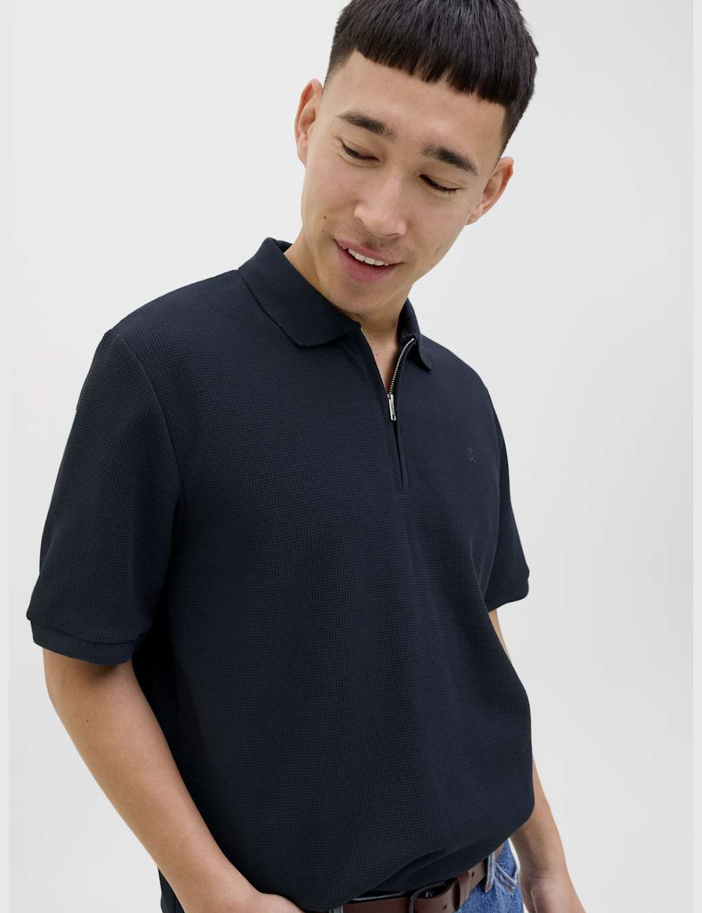 Cotton Blend Half Zip Polo Shirt 2 of 6