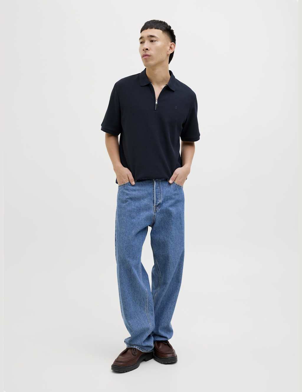 Cotton Blend Half Zip Polo Shirt 3 of 6
