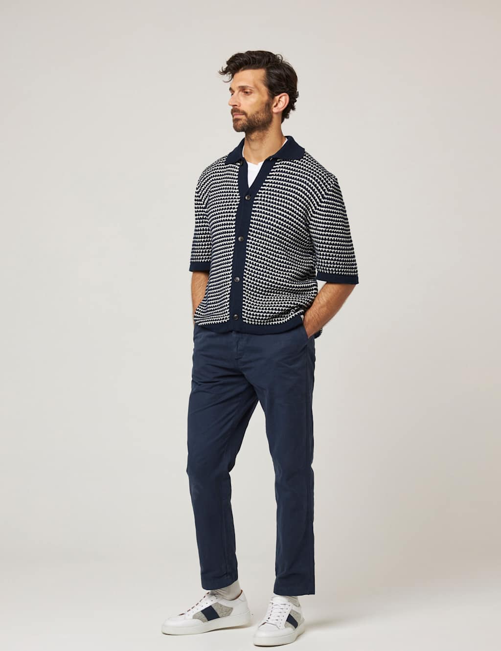 Pure Cotton Crochet Knitted Polo Shirt 3 of 6