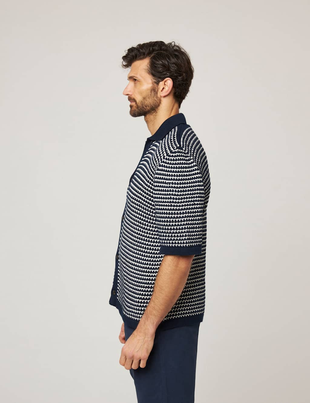 Pure Cotton Crochet Knitted Polo Shirt 5 of 6