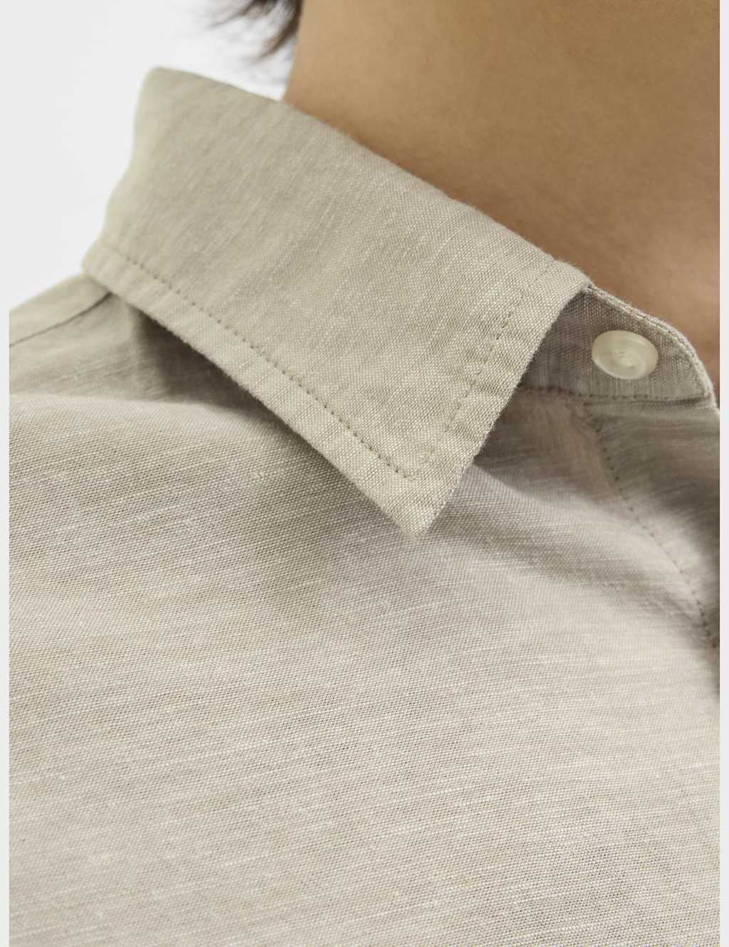 Slim Fit Linen Blend Oxford Shirt 7 of 8