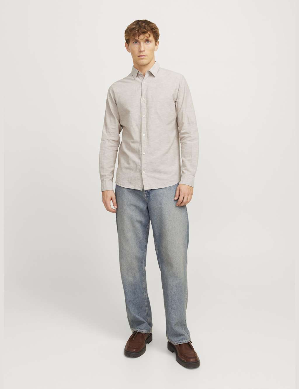 Slim Fit Cotton Rich Oxford Shirt with Linen 4 of 9