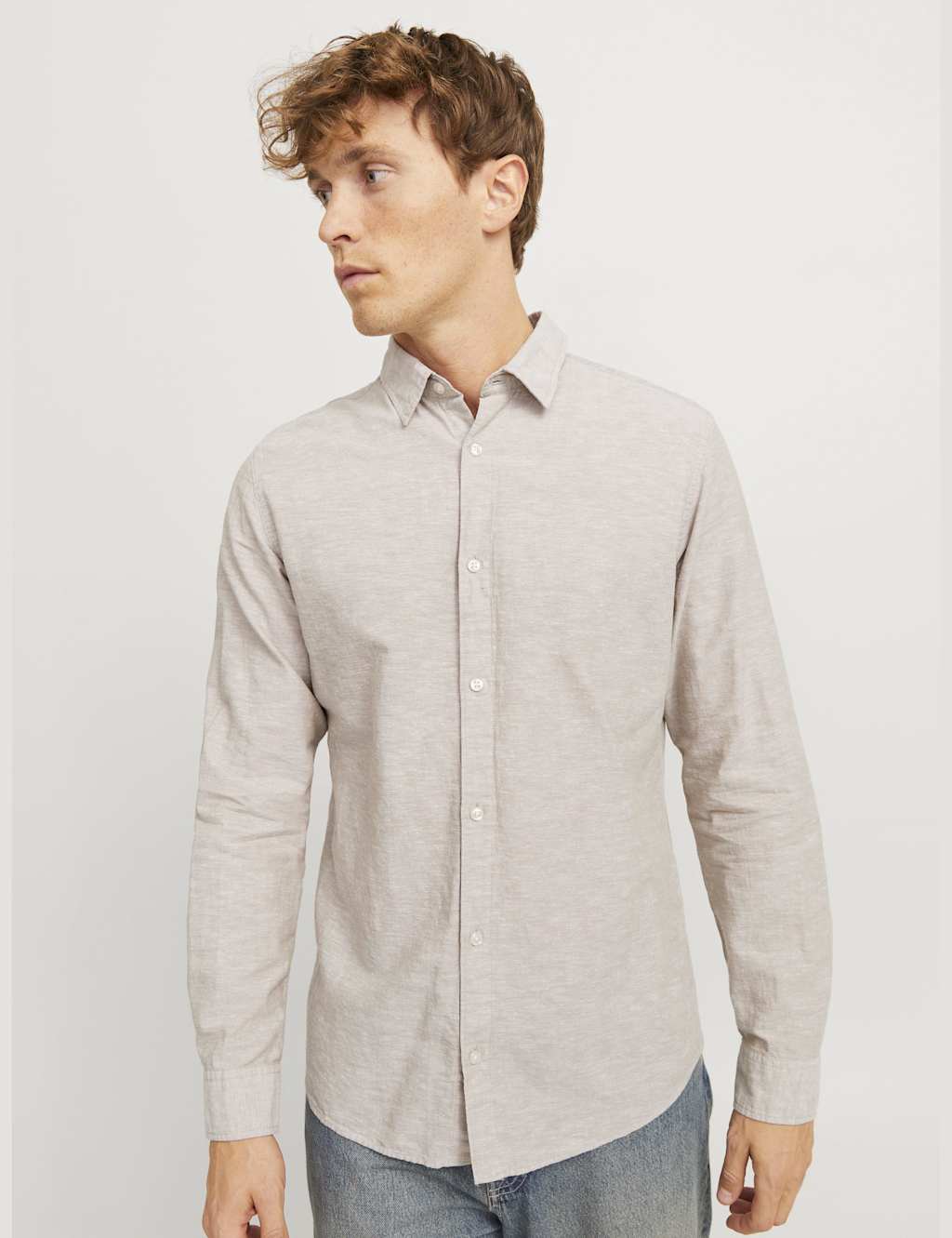 Slim Fit Cotton Rich Oxford Shirt with Linen 7 of 9