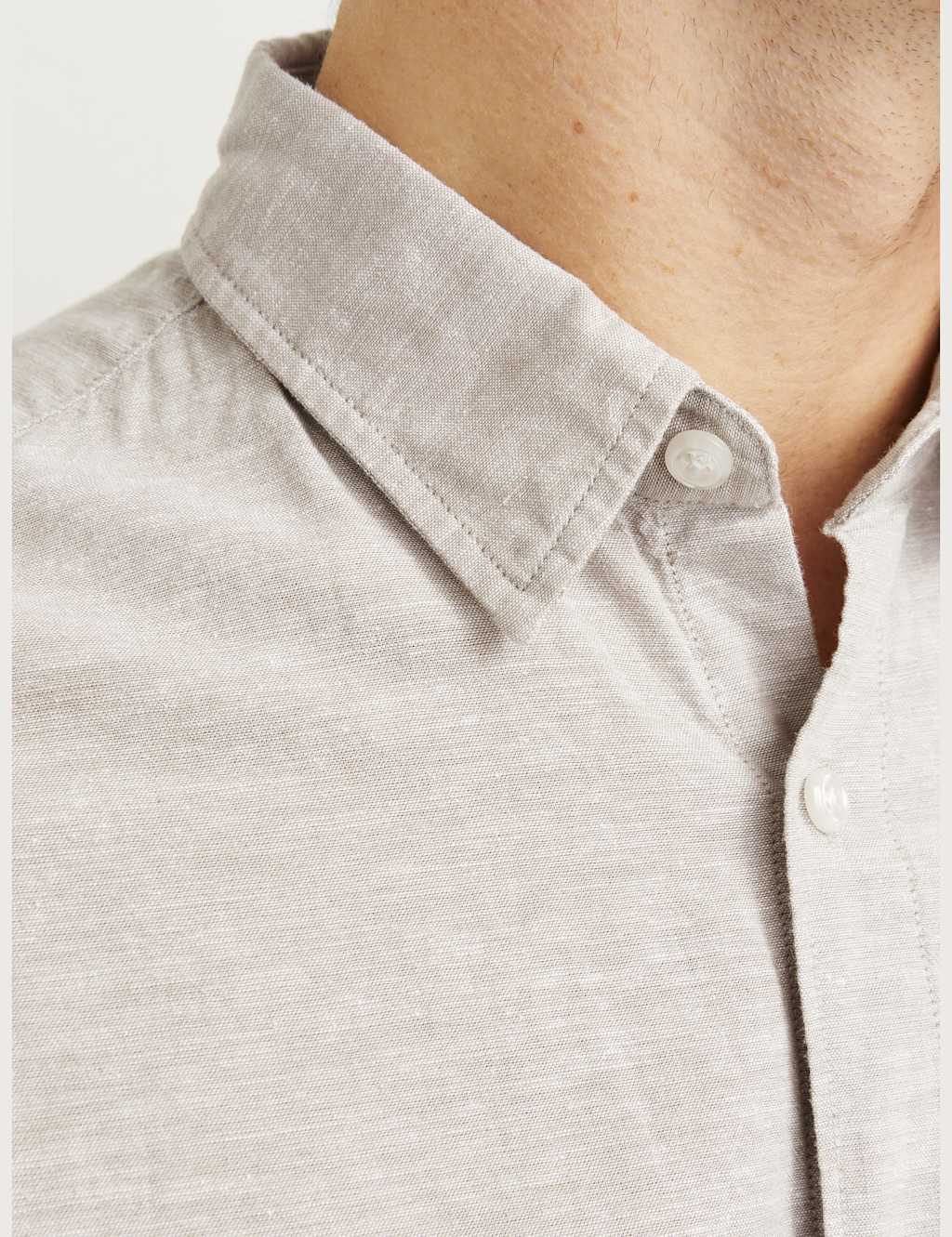 Slim Fit Cotton Rich Oxford Shirt with Linen 8 of 9