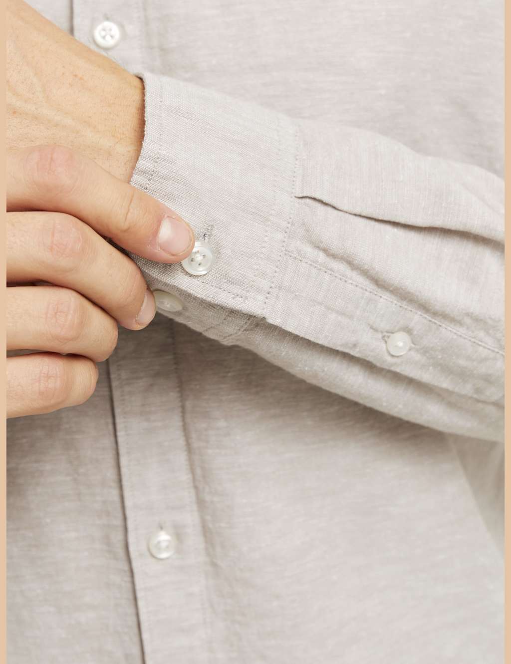 Slim Fit Cotton Rich Oxford Shirt with Linen 9 of 9