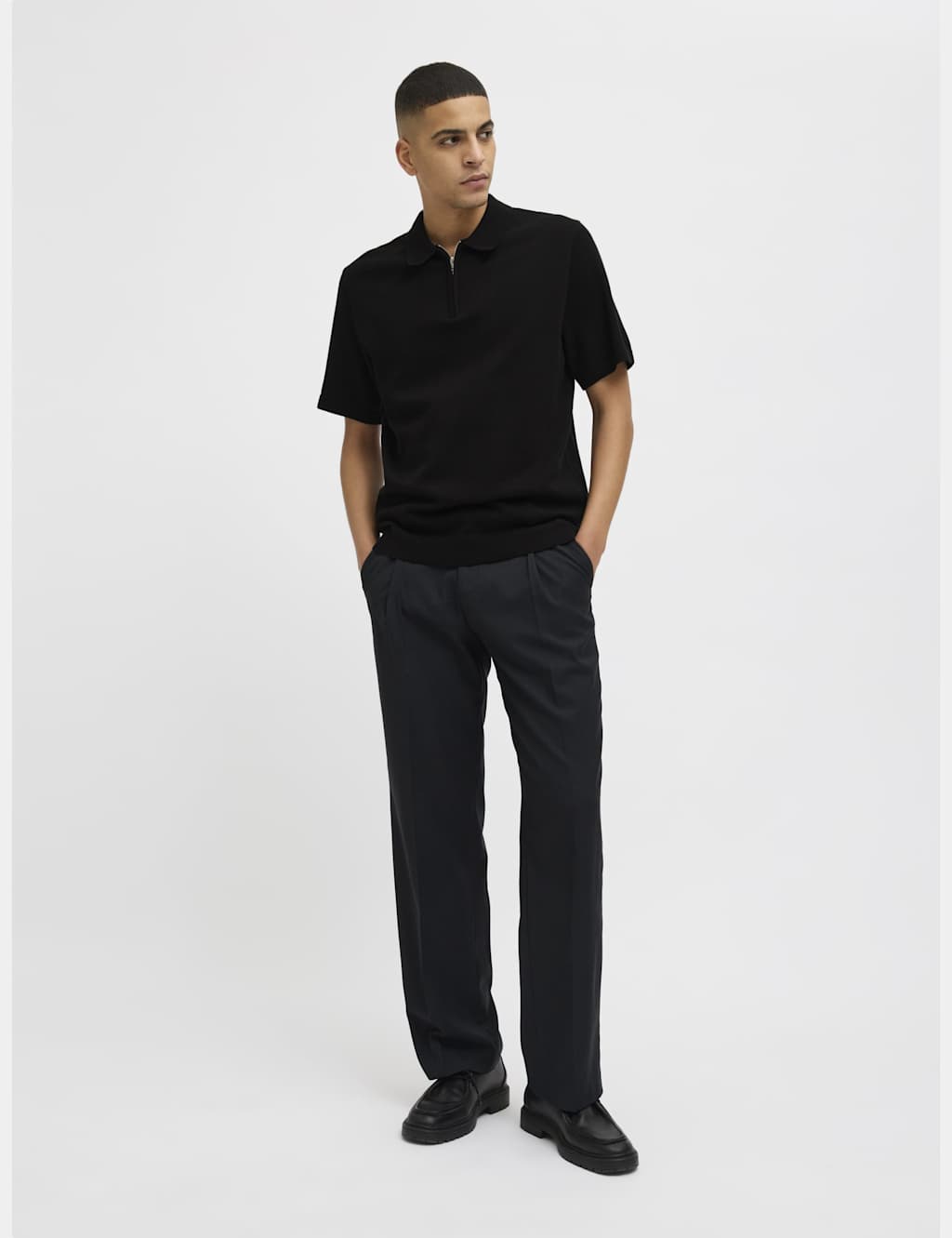 Pure Cotton Zip Up Knitted Polo Shirt 3 of 7