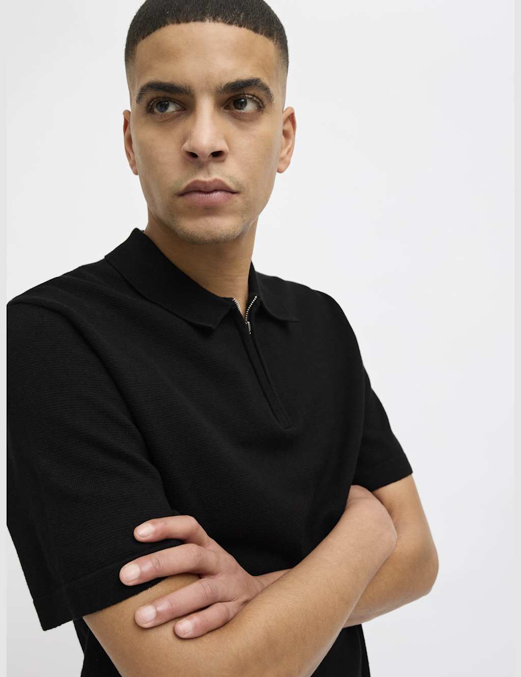 Pure Cotton Zip Up Knitted Polo Shirt 5 of 7