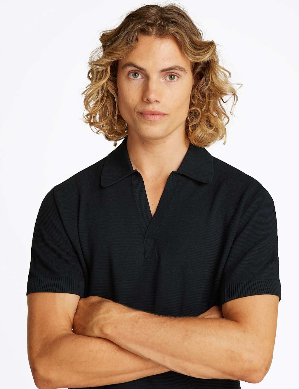 Essential V-Neck Knitted Polo Shirt 5 of 5