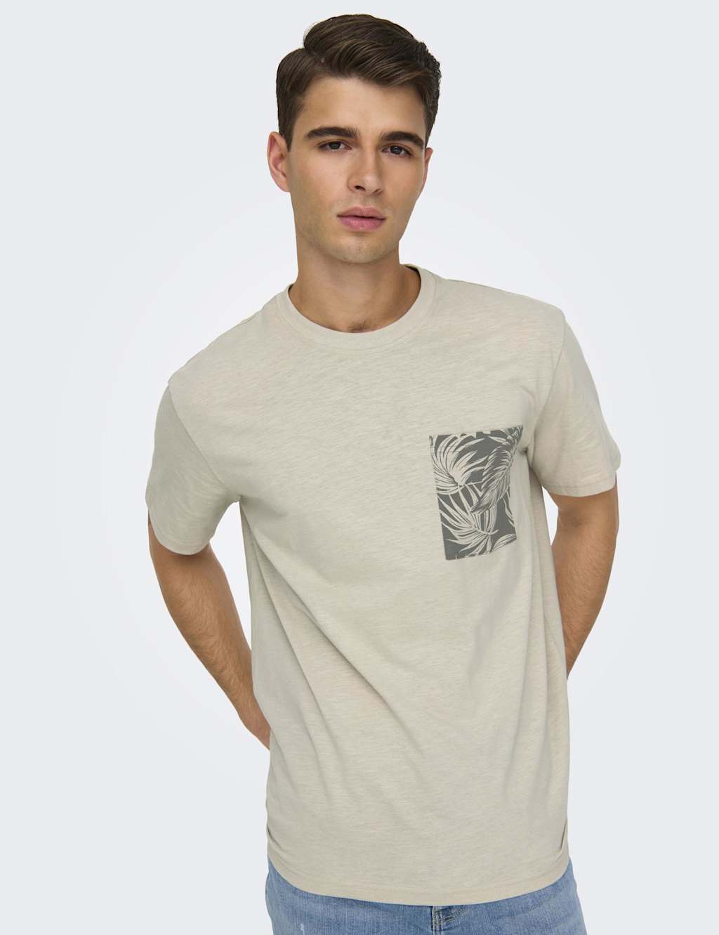 Pure Cotton Leaf Print T-Shirt 3 of 6