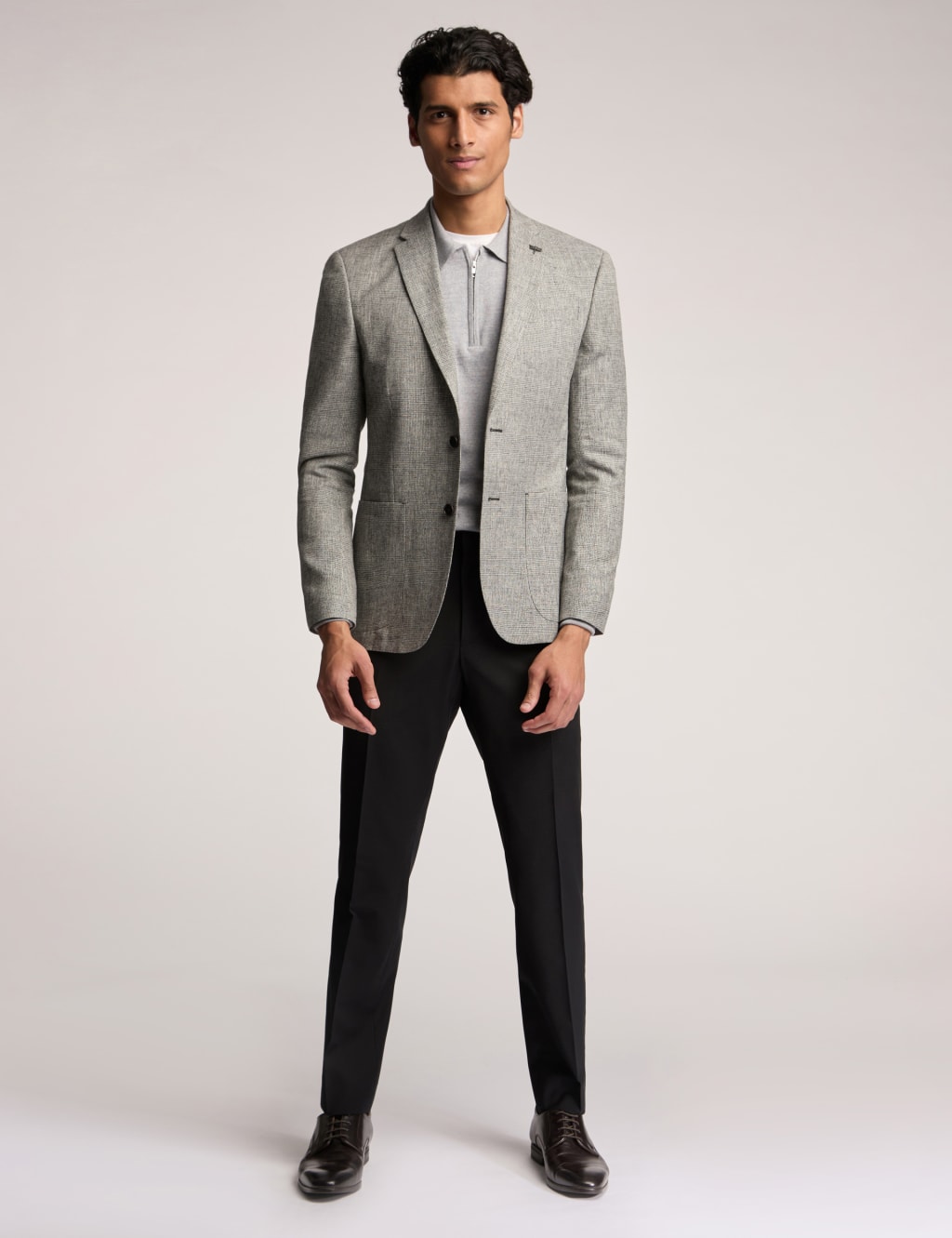 Slim Fit Linen Blend Check Suit Jacket 2 of 7