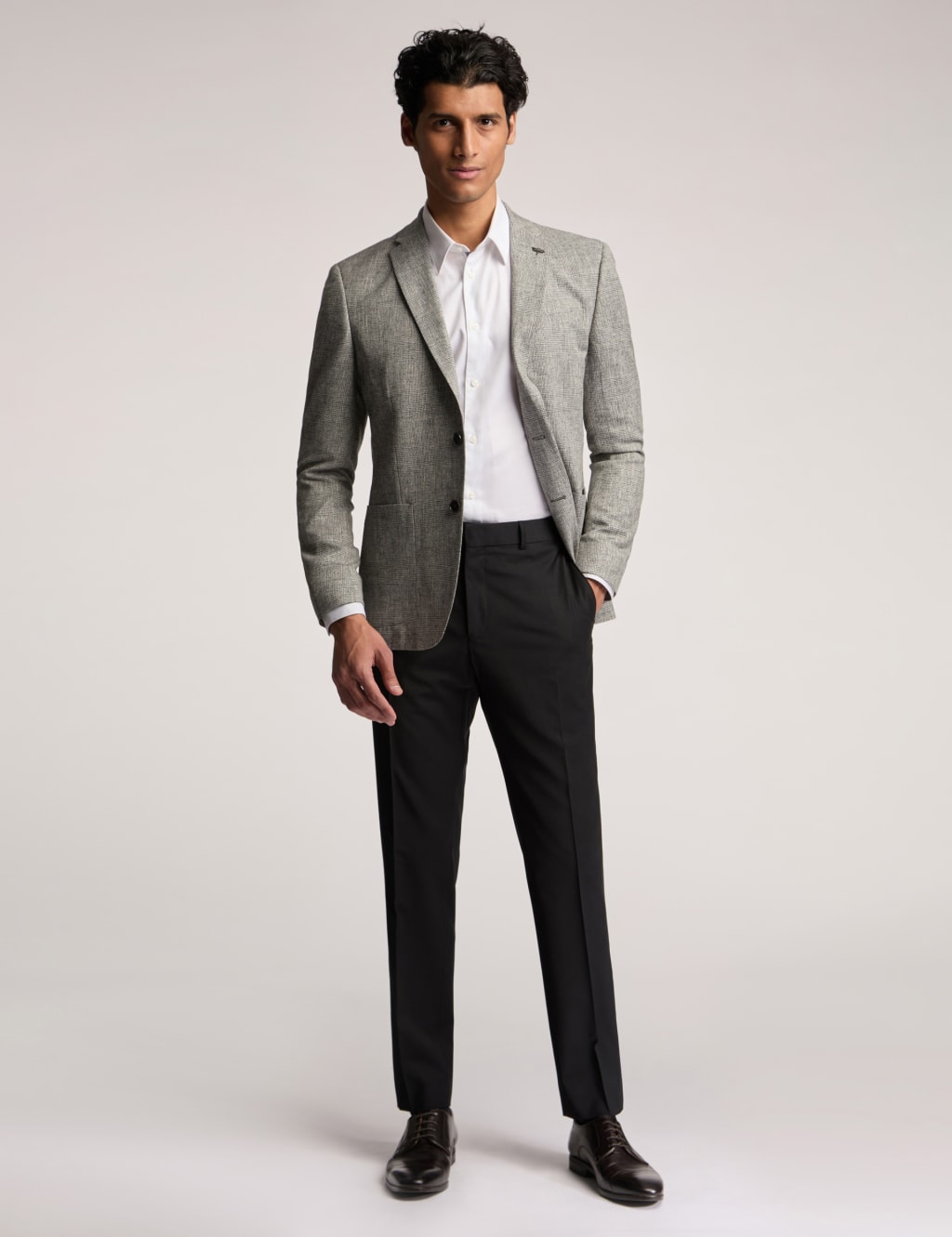 Slim Fit Linen Blend Check Suit Jacket 3 of 7
