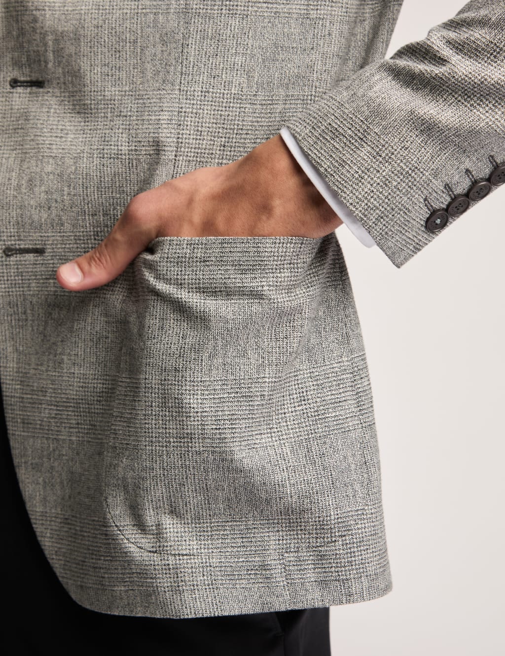 Slim Fit Linen Blend Check Suit Jacket 5 of 7