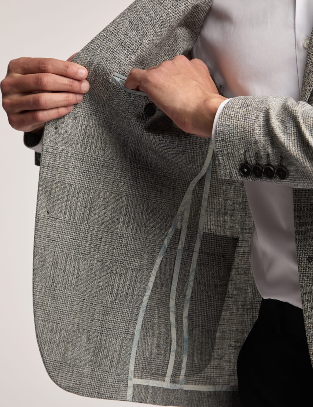 Slim Fit Linen Blend Check Suit Jacket 7 of 7