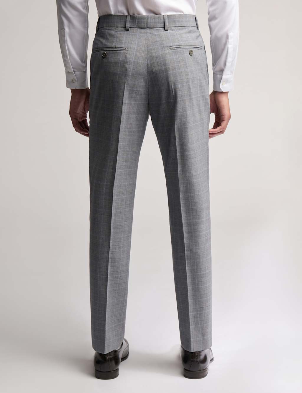 Slim Fit Wool Rich Check Flat Front Trousers 2 of 3