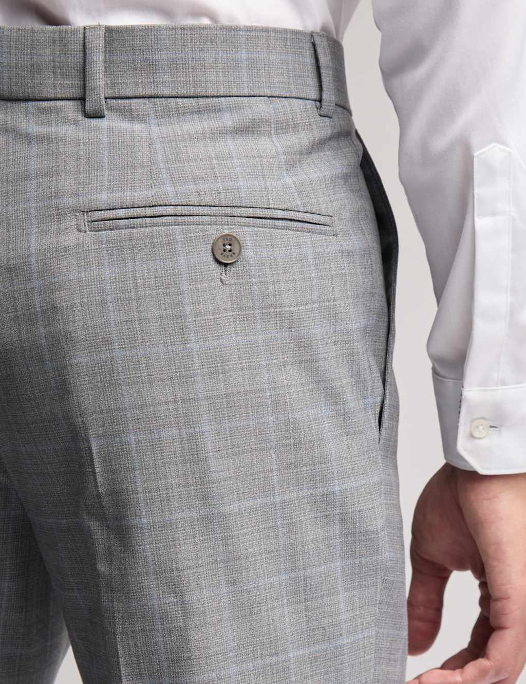 Slim Fit Wool Rich Check Flat Front Trousers 3 of 3
