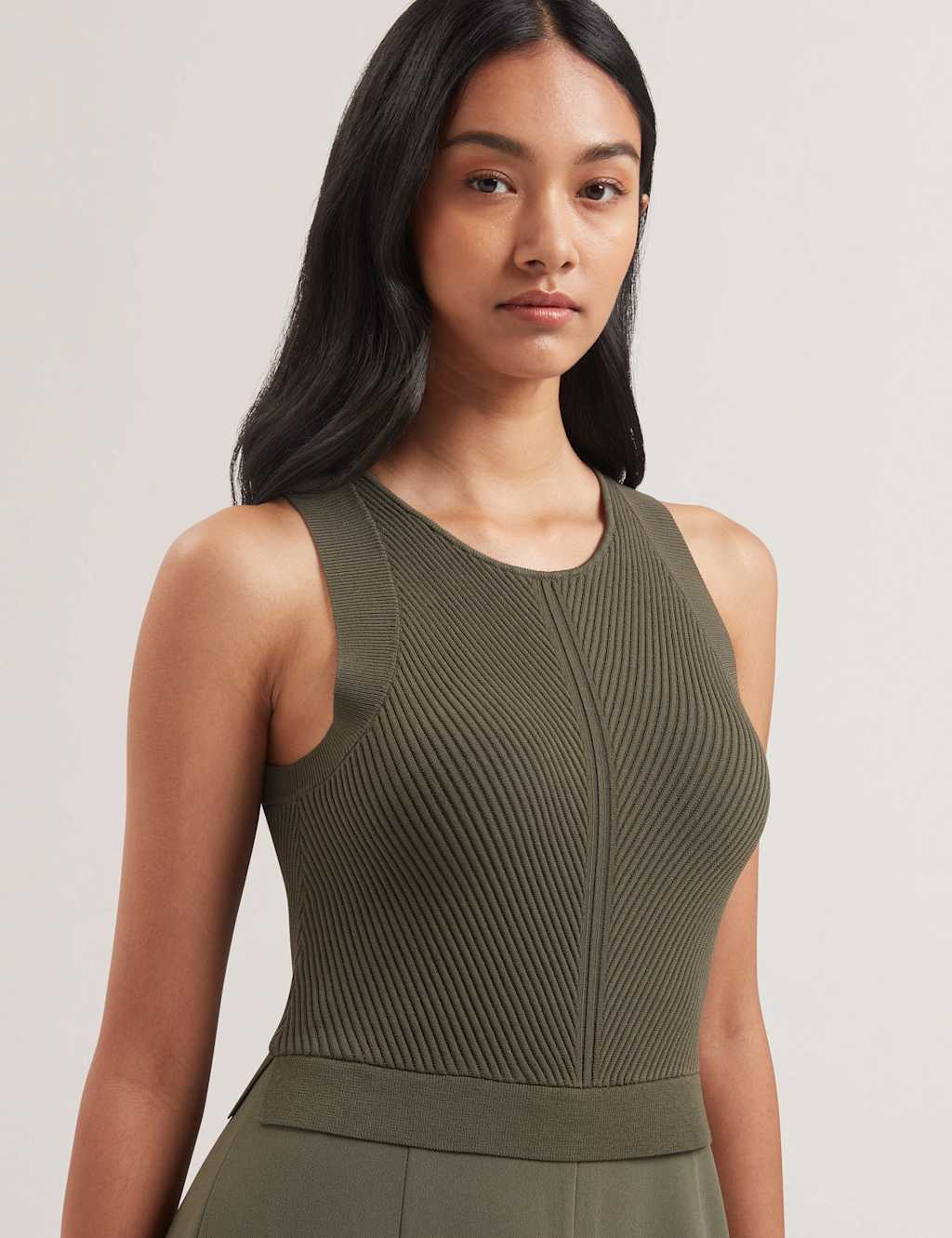 Knitted Bodice Racer Back Wide Leg Jumpsuit 4 of 4