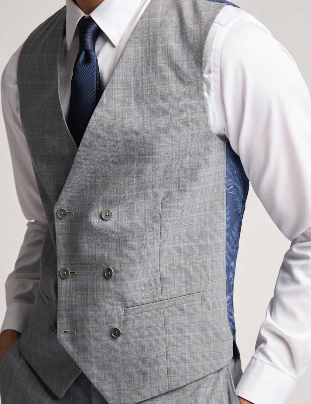 Slim Fit Wool Rich Check Waistcoat 3 of 3
