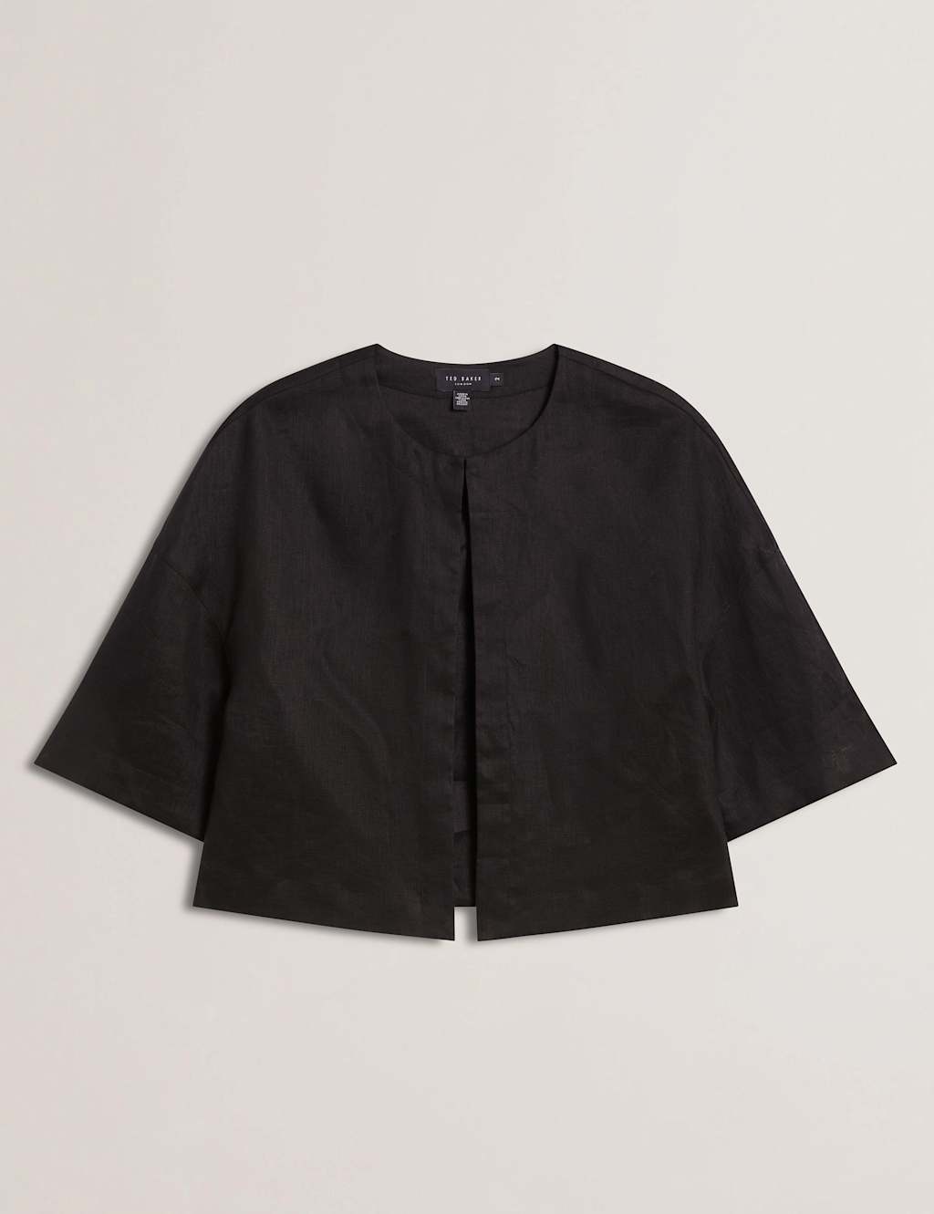 Pure Linen Round Neck Cropped Shirt 2 of 6