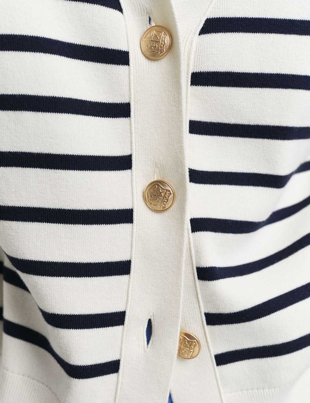 Pure Cotton Striped V-Neck Cardigan 3 of 5