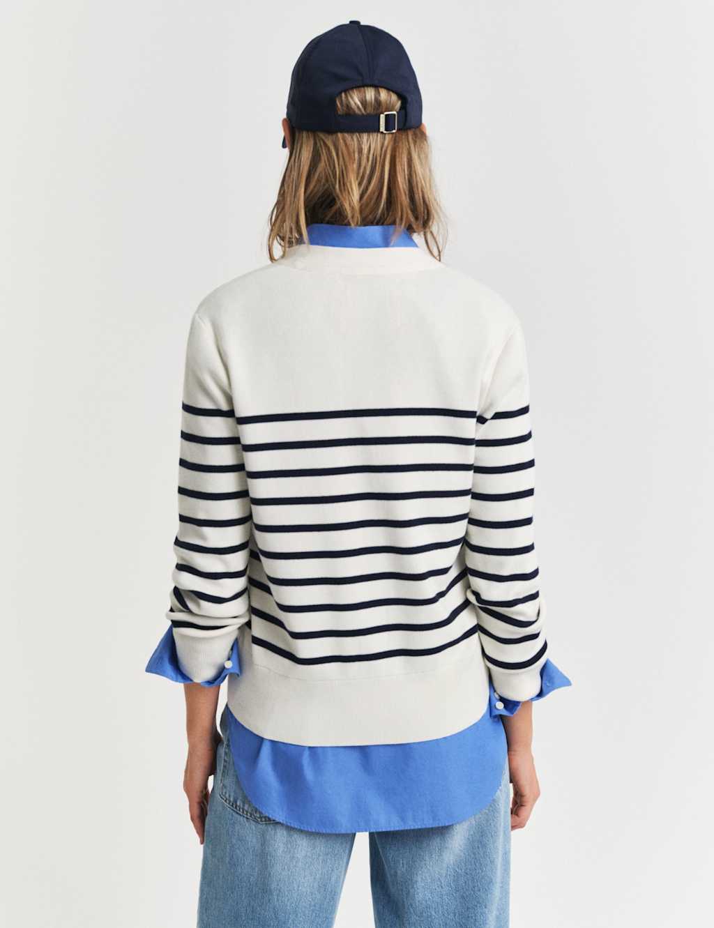 Pure Cotton Striped V-Neck Cardigan 5 of 5