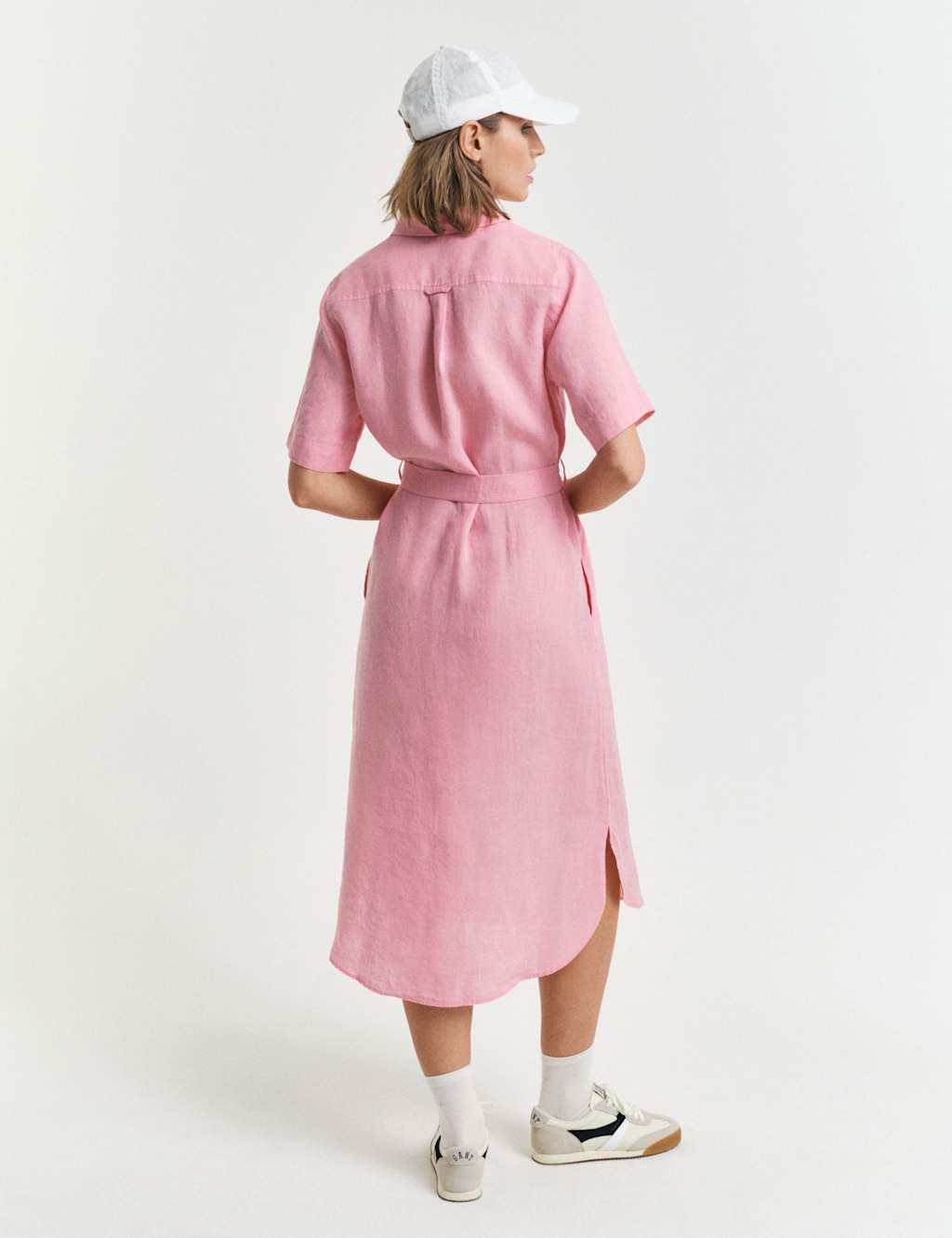 Pure Linen Belted Knee Length Shirt Dress 4 of 5