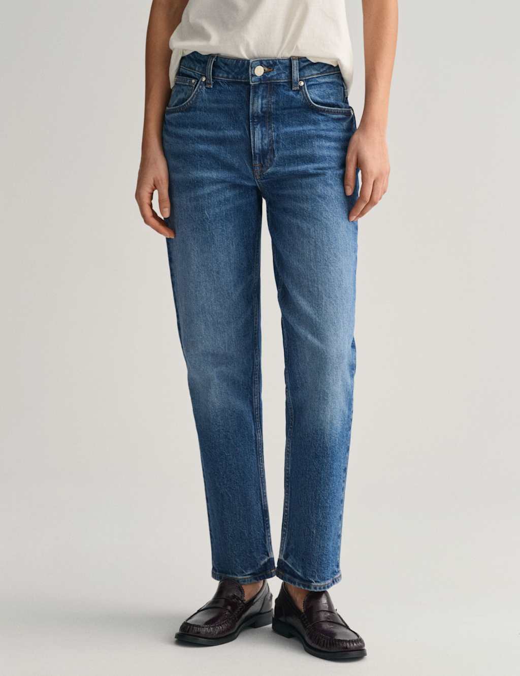 Mid Rise Straight Leg Ankle Grazer Jeans 1 of 7