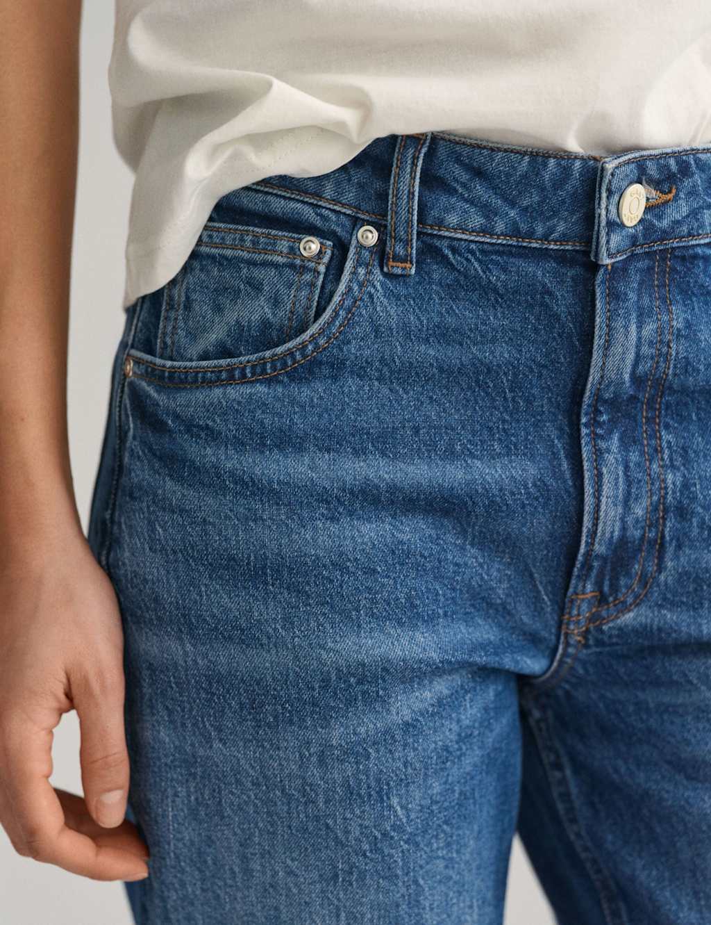 Mid Rise Straight Leg Ankle Grazer Jeans 2 of 7