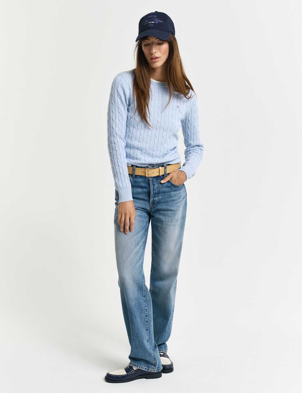 Cotton Rich Cable Knit Crew Neck Jumper 2 of 4