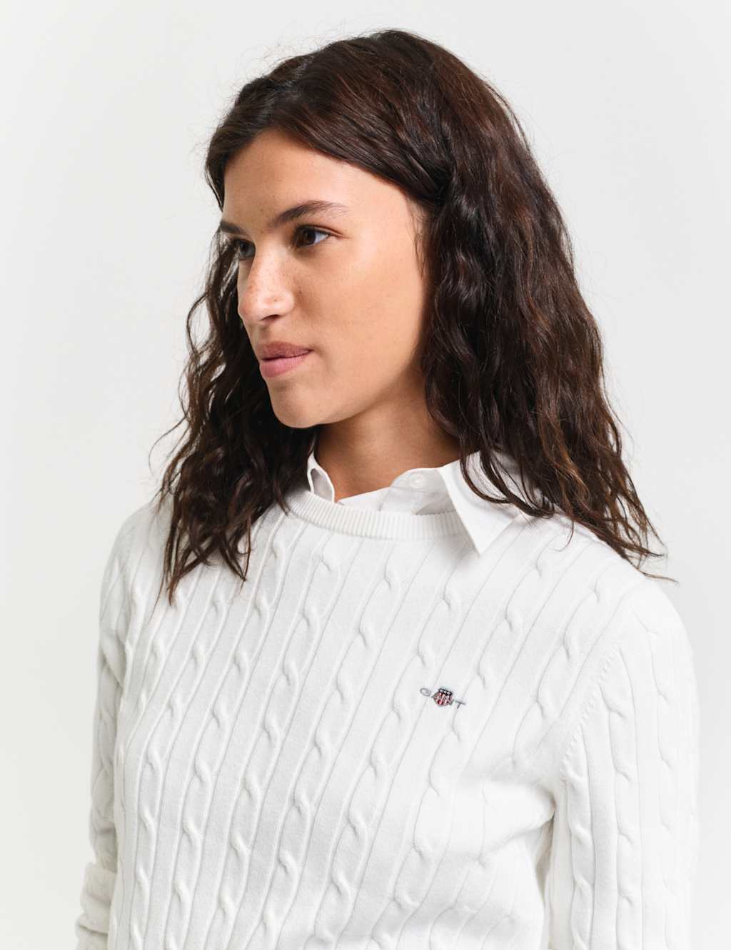 Cotton Rich Cable Knit Crew Neck Jumper 4 of 4