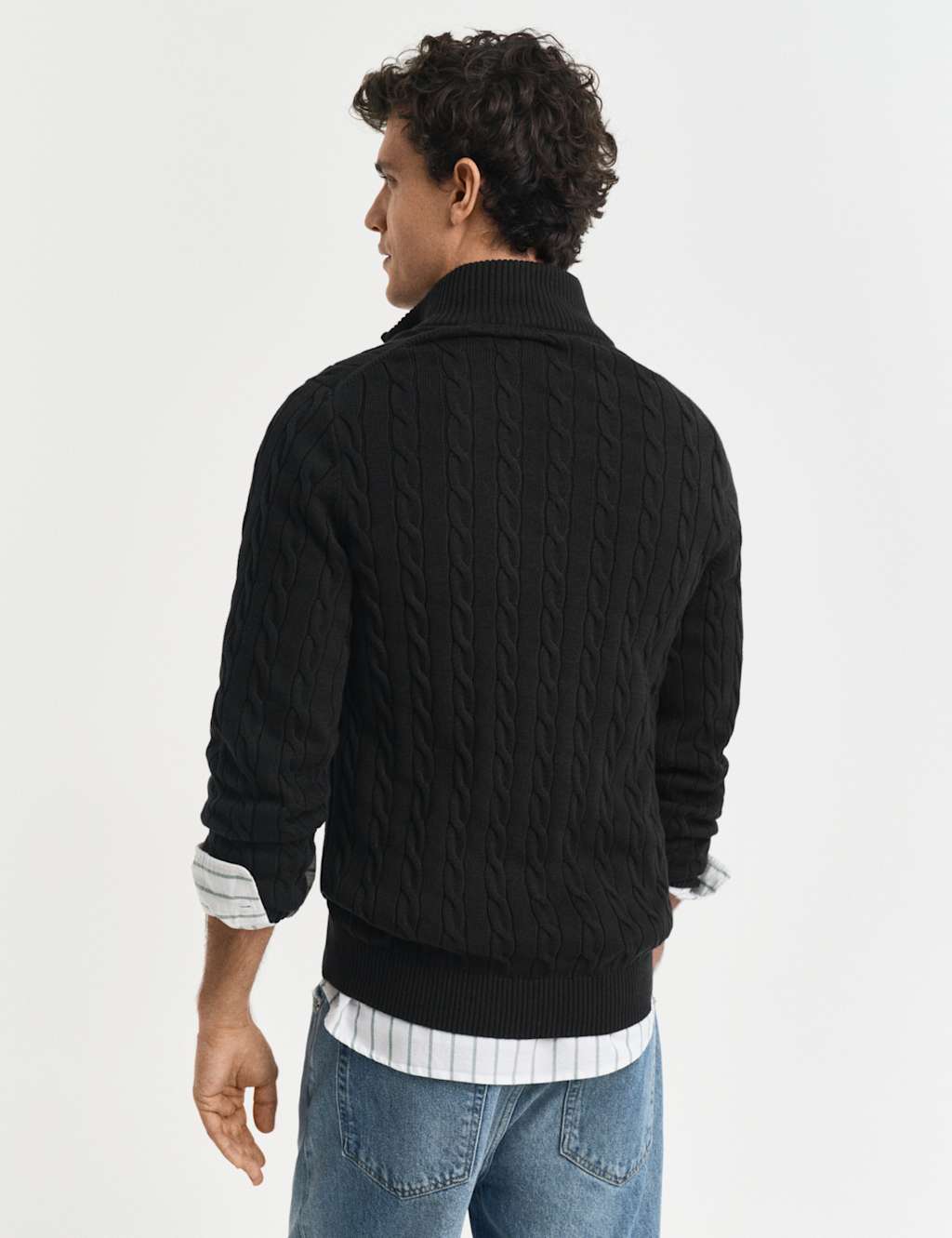 Pure Cotton Cable Knit Half Zip Jumper 3 of 5