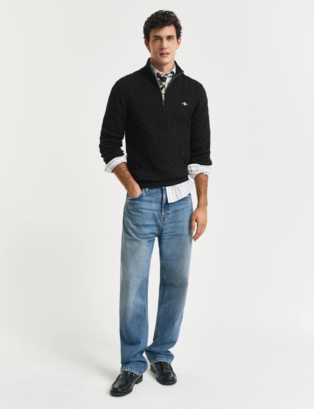 Pure Cotton Cable Knit Half Zip Jumper 4 of 5