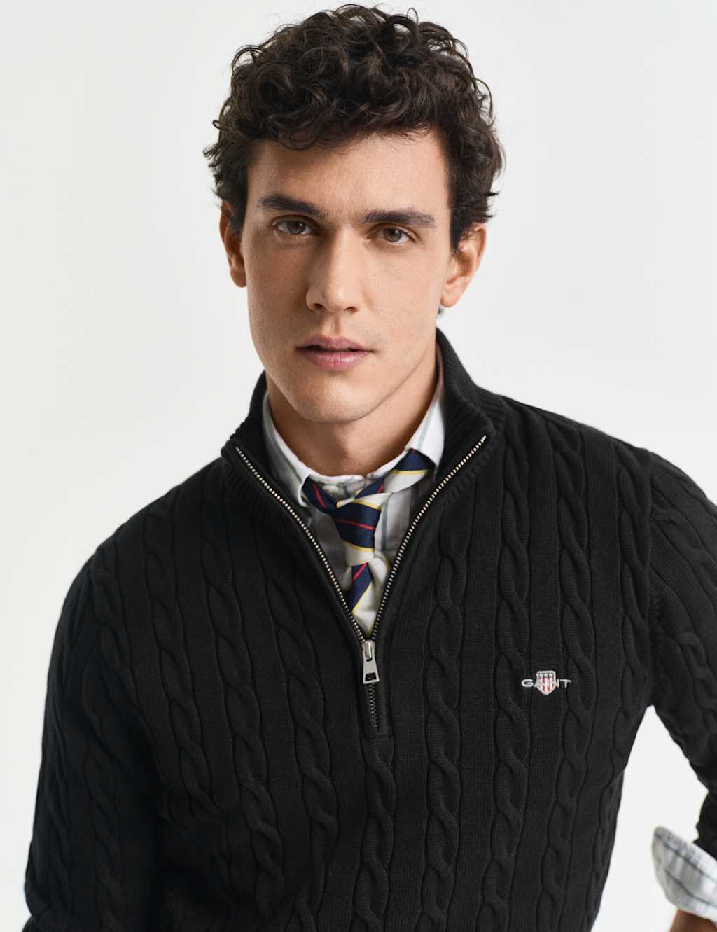 Pure Cotton Cable Knit Half Zip Jumper 5 of 5