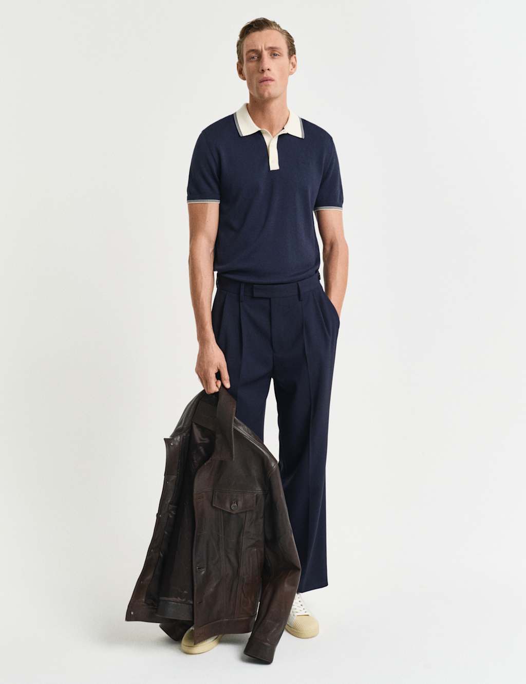 Cotton Modal Tipped Collar Polo Shirt 2 of 4