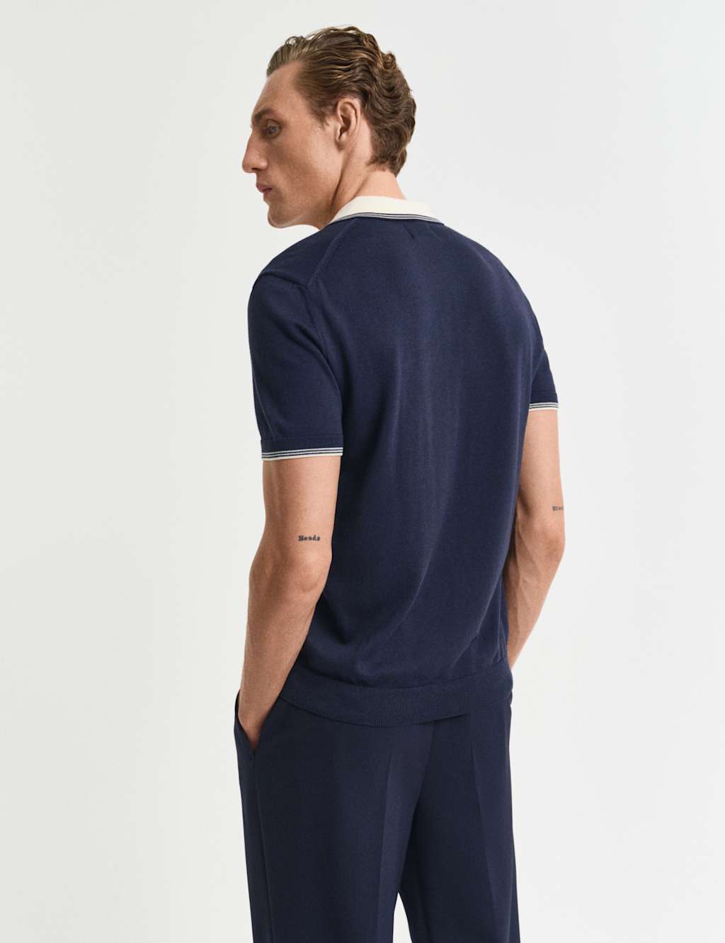 Cotton Modal Tipped Collar Polo Shirt 3 of 4