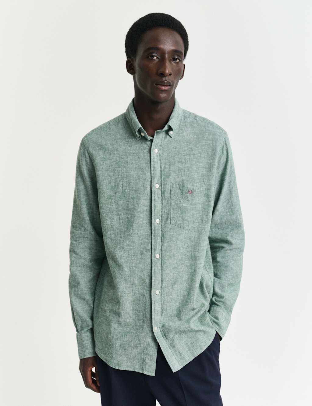 Regular Fit Linen Rich Oxford Shirt 3 of 5