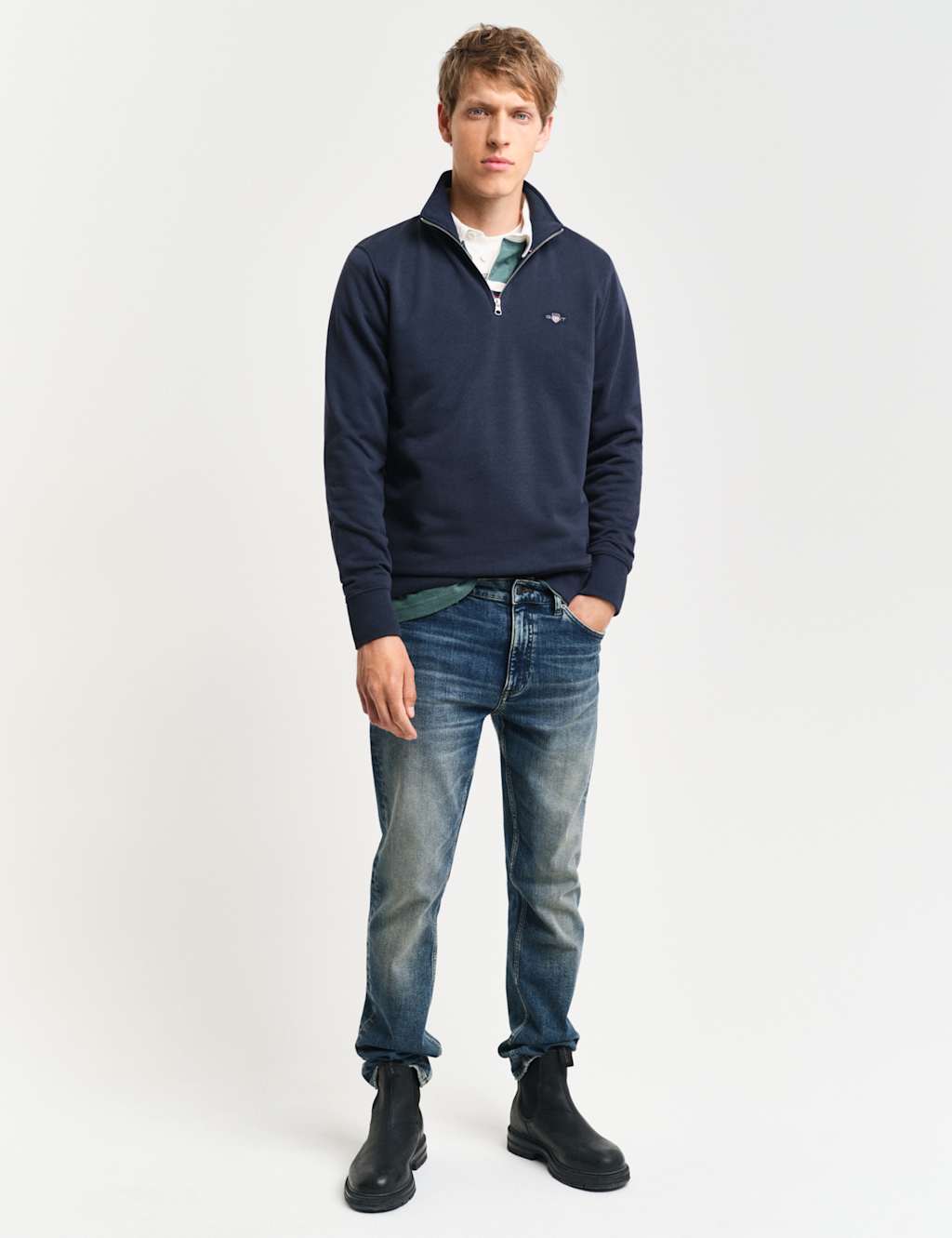 Cotton Rich Funnel Neck Half Zip Sweatshirt 3 of 4