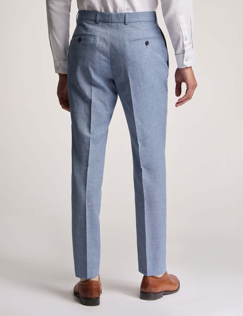 Slim Fit Linen Rich Flat Front Trousers 2 of 3