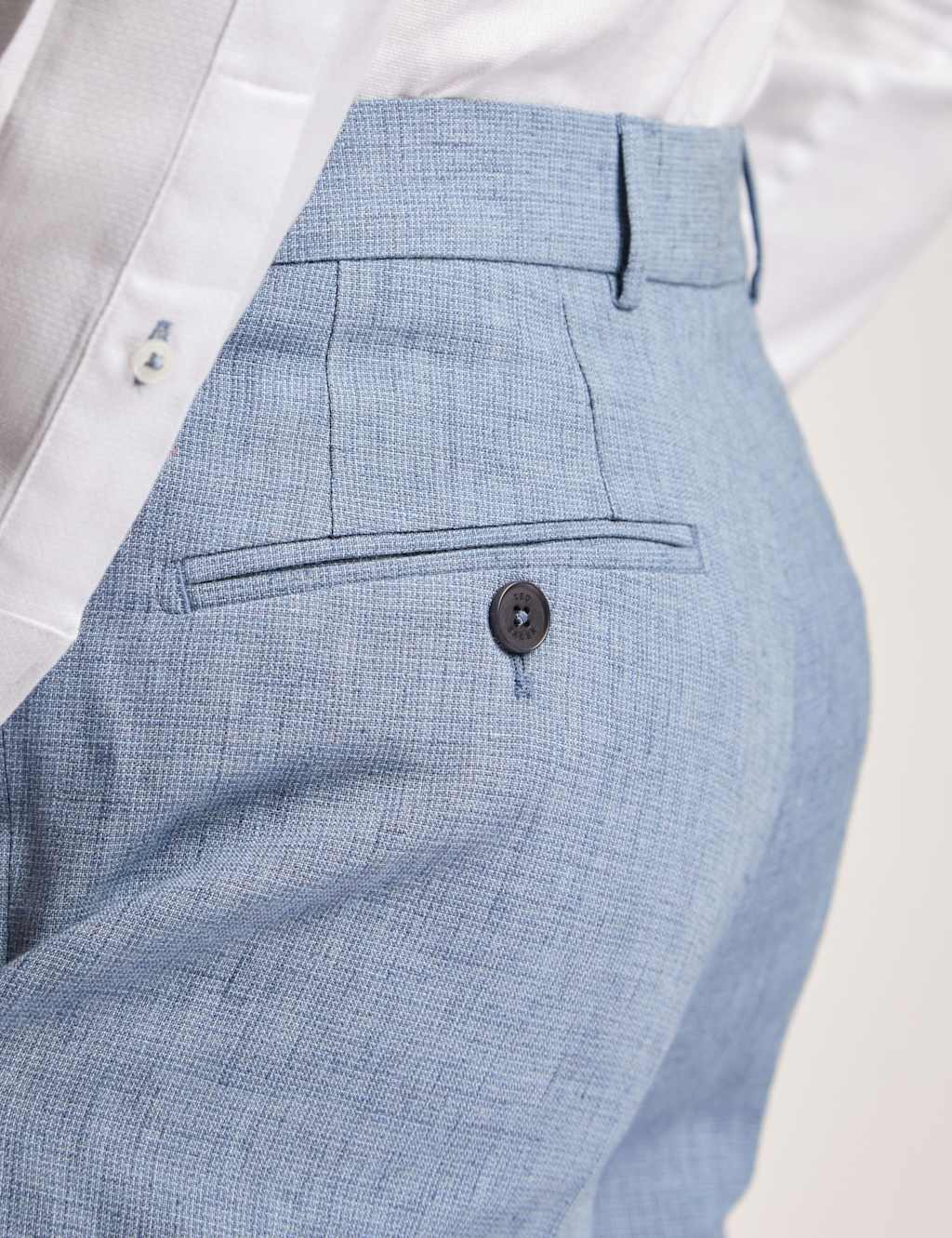 Slim Fit Linen Rich Flat Front Trousers 3 of 3