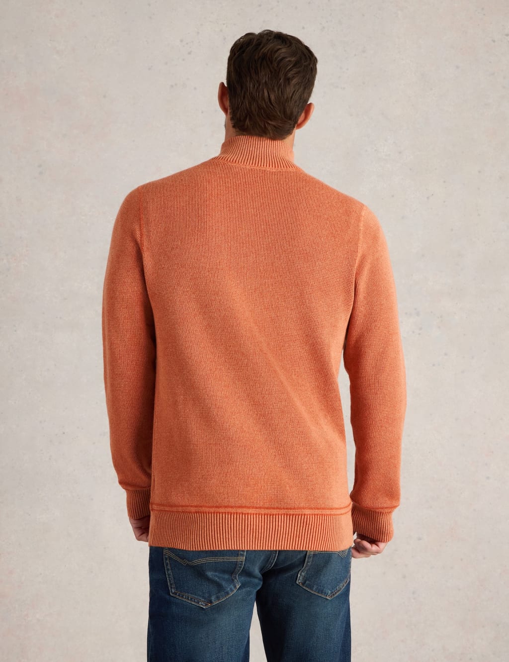 Pure Cotton Textured Half Zip Jumper 4 of 6