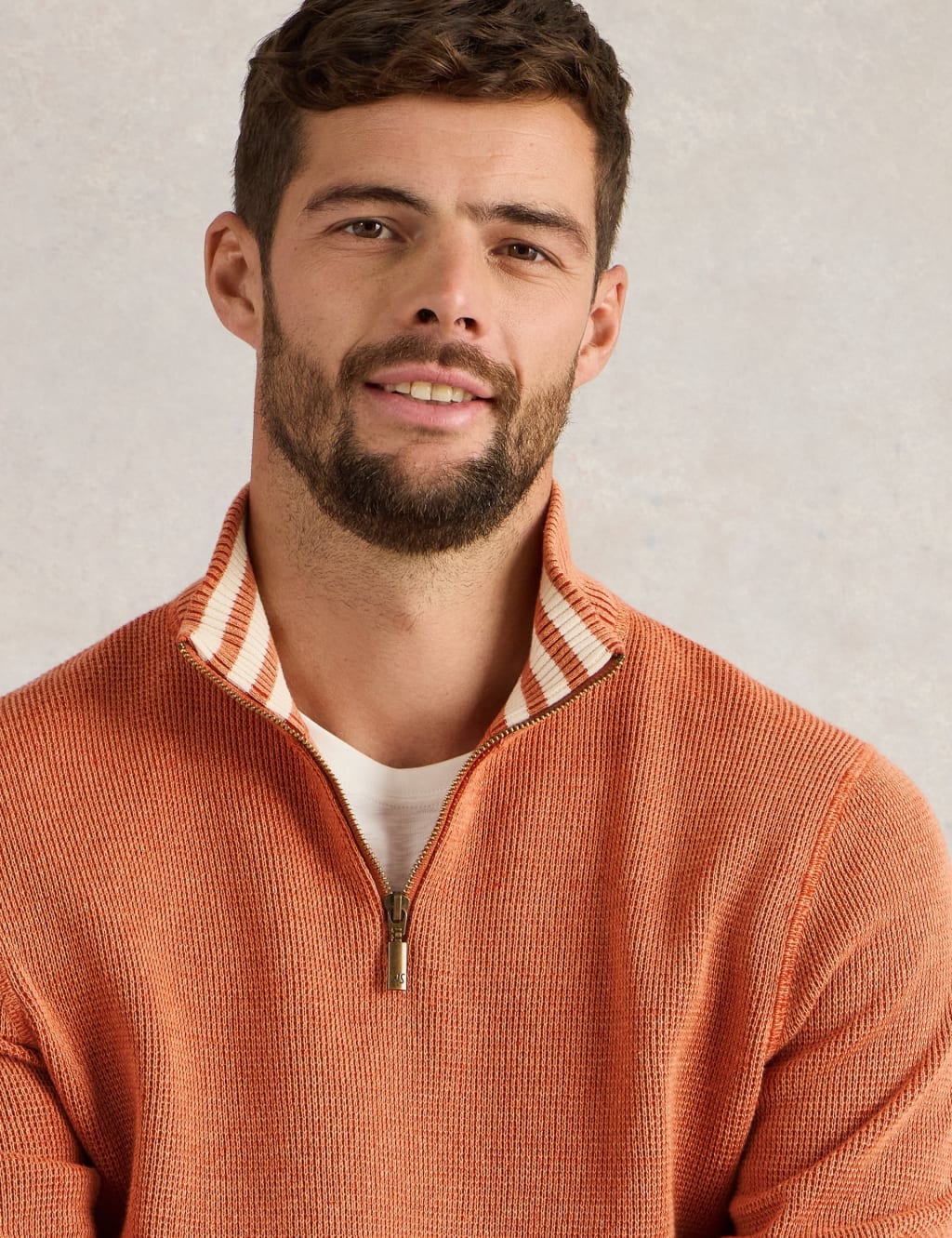 Pure Cotton Textured Half Zip Jumper 5 of 6