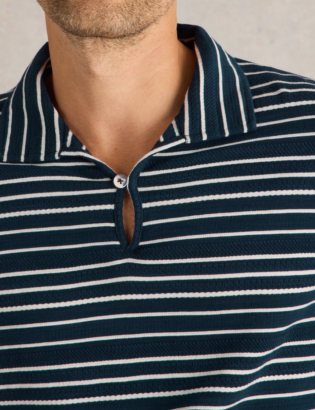 Pure Cotton Jacquard Striped Polo Shirt 5 of 6